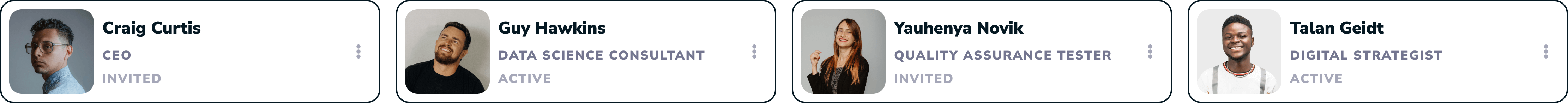 A row of tap2link profile previews.
