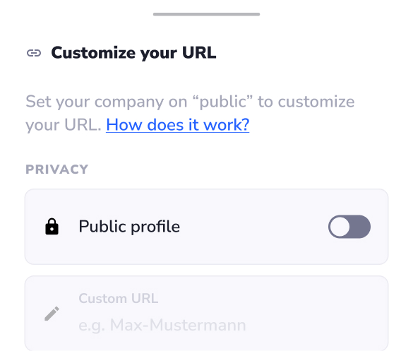 Screenshot showing that you can create your own link to your profile.