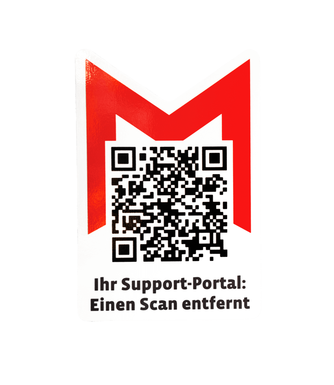 A Moerschen sticker with a QR code that can be attached to machines.